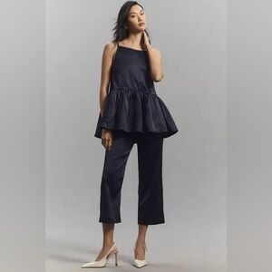 NWT Anthropologie Satin Tapered Cropped Trousers